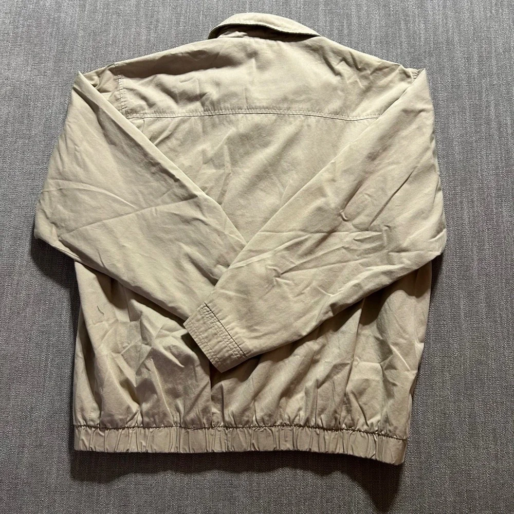 Chaps Ralph Lauren Harrington Jacket Mens L Tan Cotton Full Zip Mesh Lined Logo